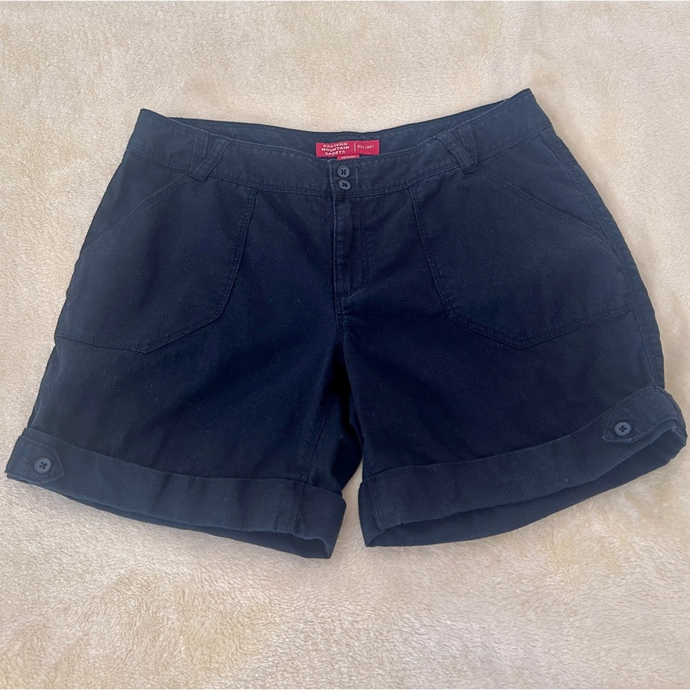 EASTERN MOUNTAIN SPORTS EMS Women’s Black Hiking Shorts 10 Cuffed Linen Cotton